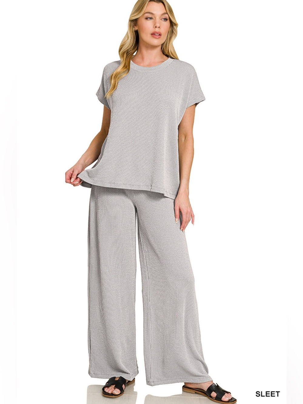 Zenana Raised Rib Relaxed Top & Pants Set🛍️